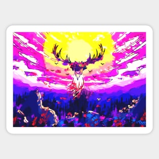 Abstract Deer in the sun Sticker